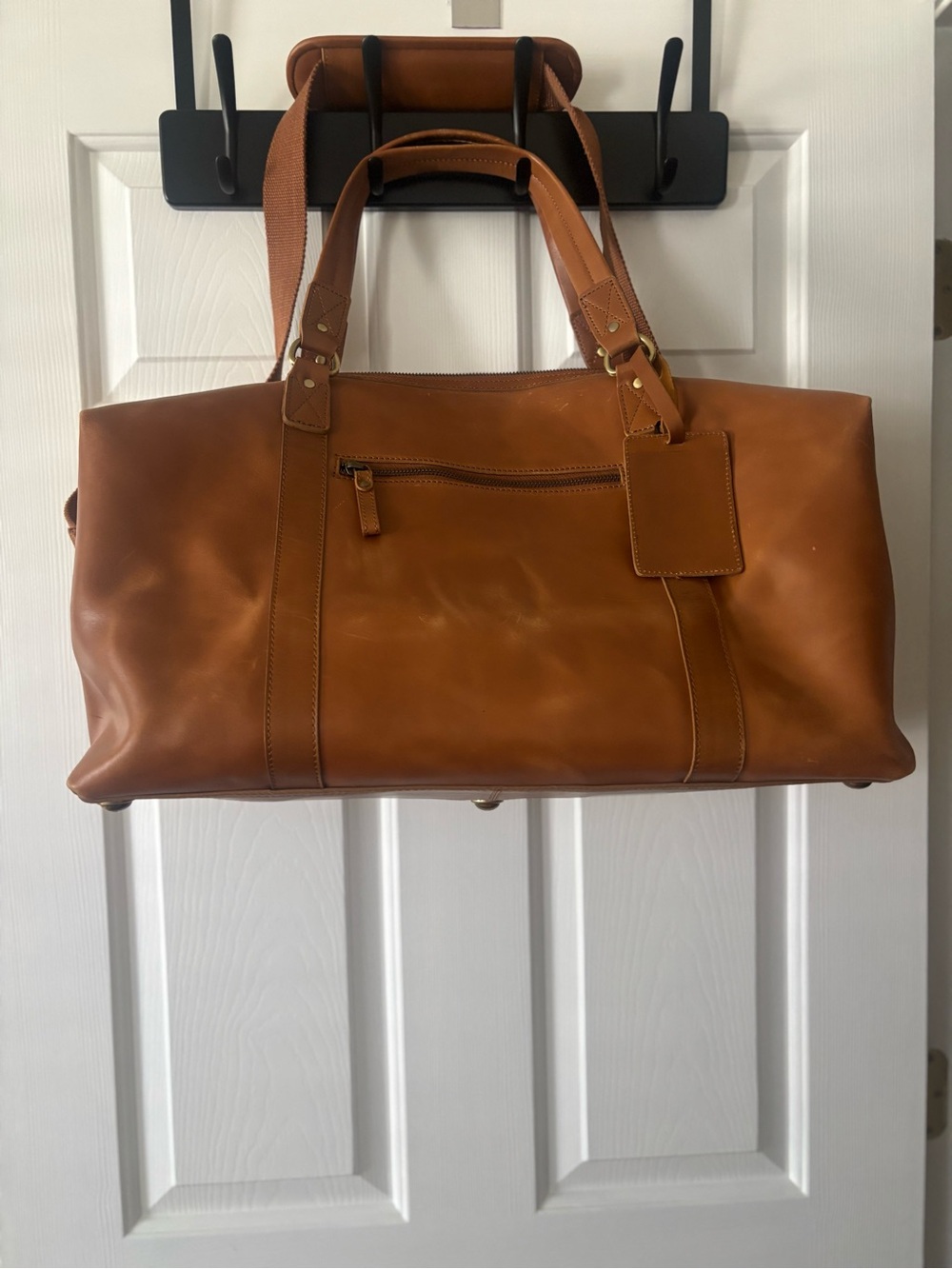Classic Leather Travel Duffle Bag - Cognac Brown